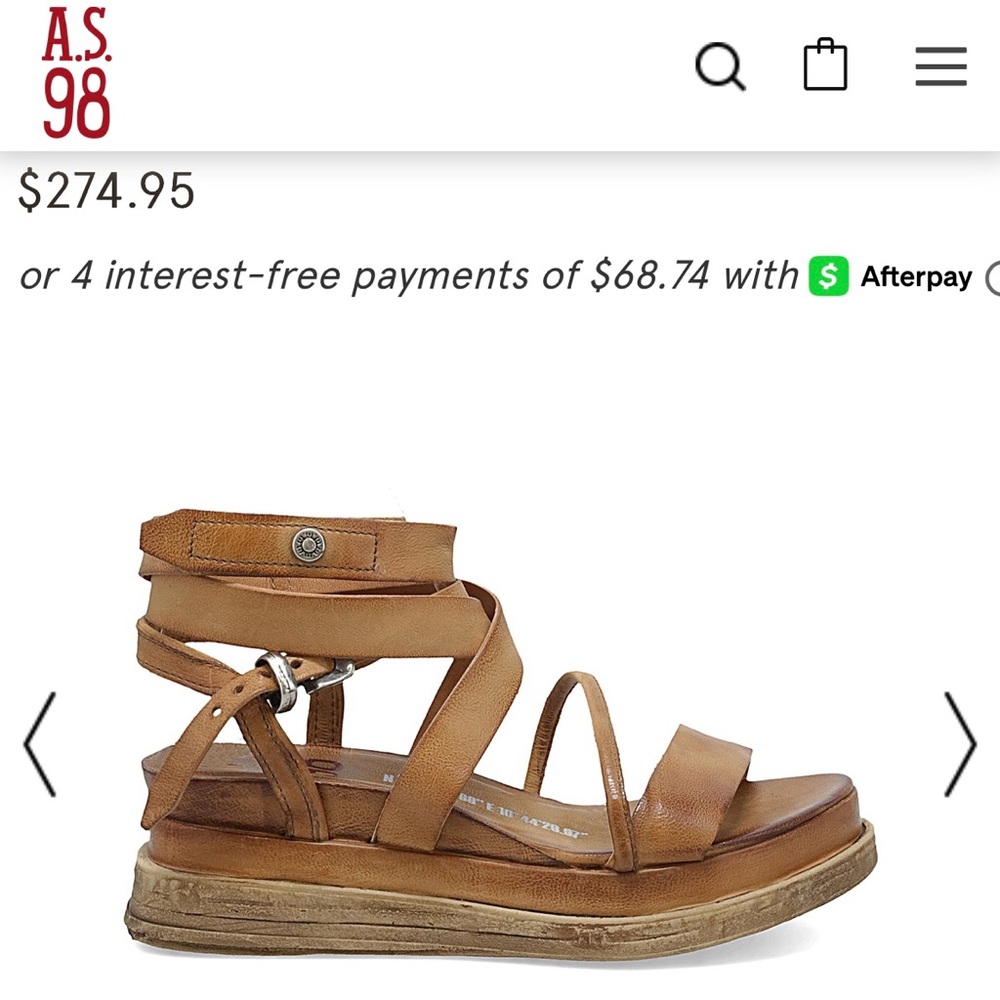 A.S.98 Tan Leather Sandals T-Bar Design